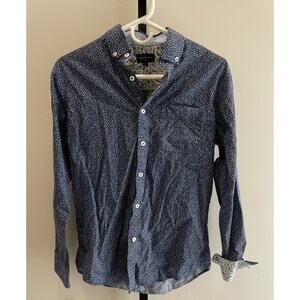 Rue Saint Patrick Floral Shirt Mens S Blue Dainty Cotton Button Down Long Sleeve